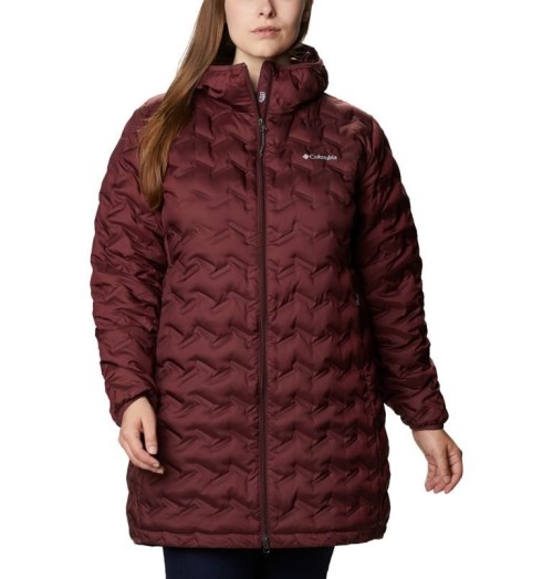 Columbia Delta Ridge Long Dunjakker Dame Burgunder | Plus Size 05793B